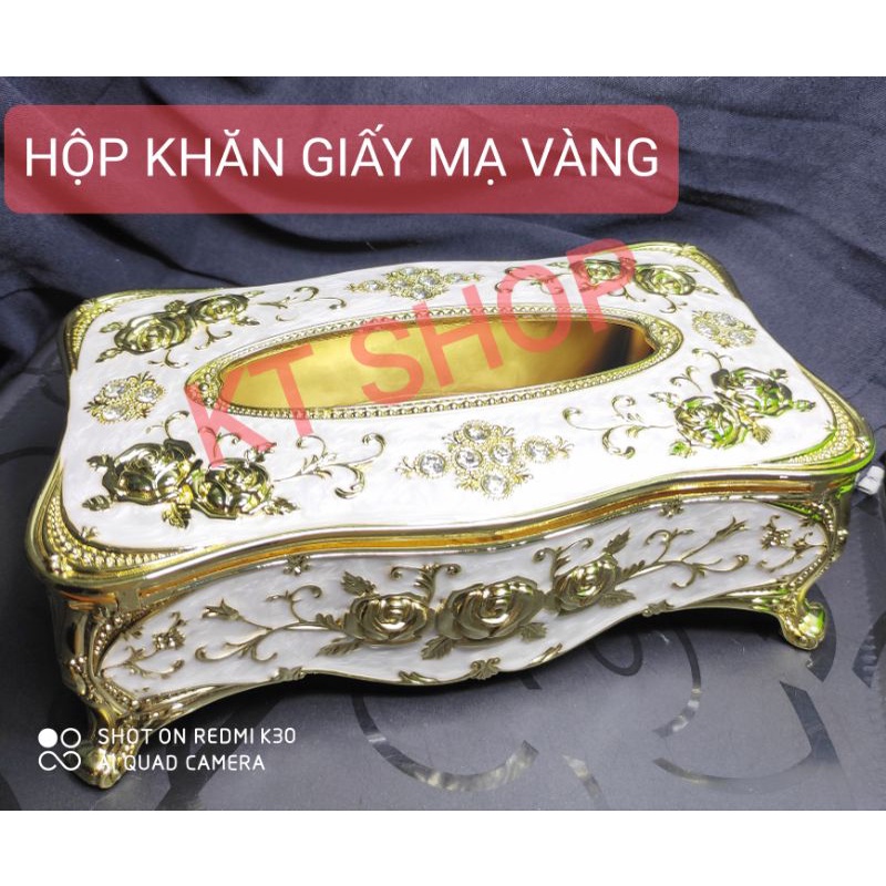 HỘP KHĂN GIẤY MẠ VÀNG PHONG CÁCH HOÀNG GIA