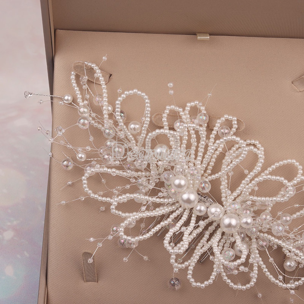 Trâm Cài Tóc Hoa Tua Rua Đính Ngọc Trai Giả Mới Cho Cô Dâu