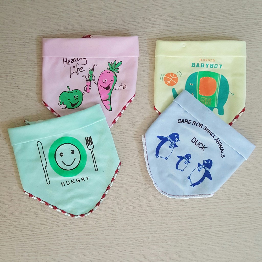 Set 10 Yếm tam giác carter BEPIKA 2 lớp cúc bấm cho bé