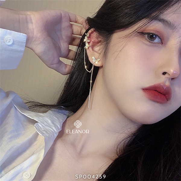 Bông tai nữ gắn vành Eleanor Accessories cá tính hình bươm bướm phụ kiện trang sức 4259