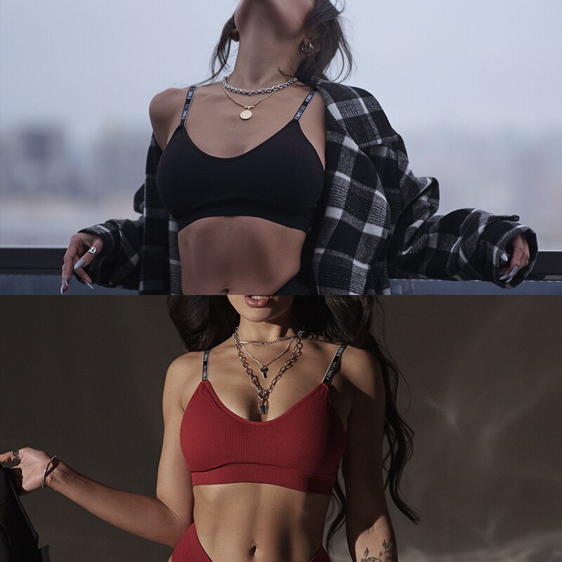 Áo Lót Thể Thao Không Đường May In Chữ Gợi Cảm Dành Cho Nữ