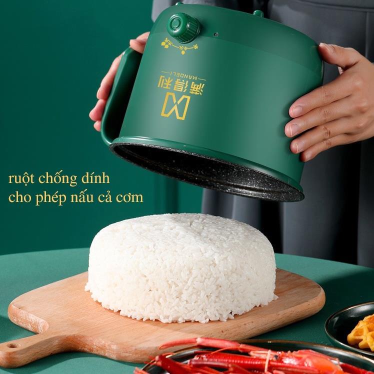 Nồi Lẩu Điện, Ca Nấu Mì Mini Kiêm Nấu Cơm Đa Năng Chống Dính 1.8L - NỒI 2 NẤC NHIỆT CÔNG SUẤT MẠNH KÈM KHAY HẤP