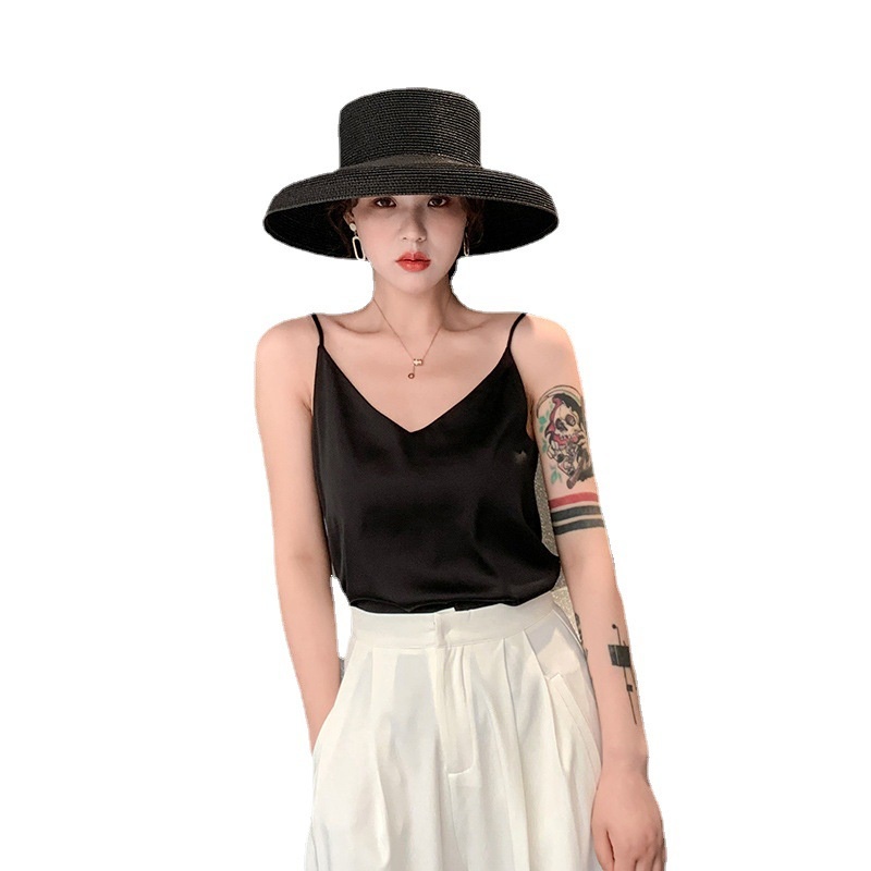 Áo Hai Dây Giả Lụa Satin Cổ Chữ V Dáng Rộng Thời Trang Quyến Rũ Dành Cho Nữ 2022