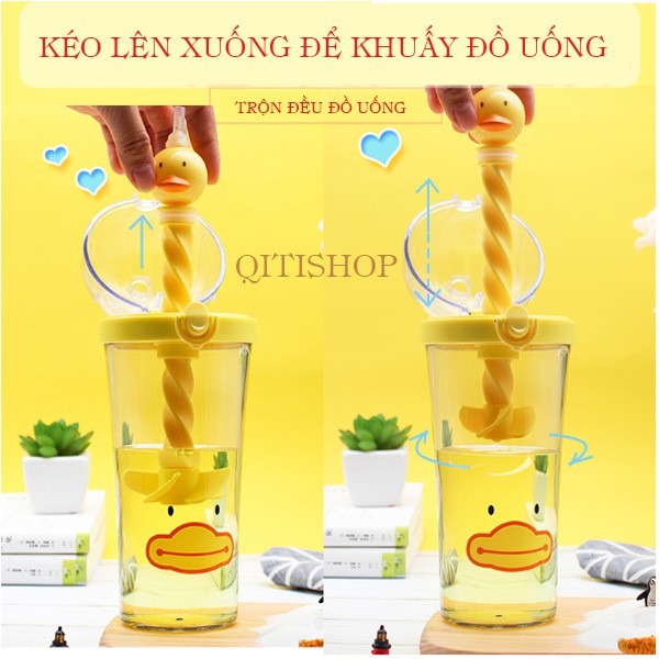 Bình Nước Có Nắp Hình Động Vật Dễ Thương – Dung Tích 500ml