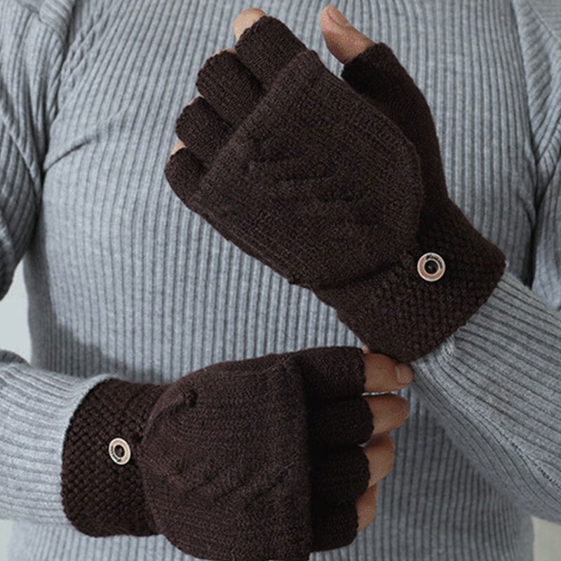 Găng Tay Len Hở Ngón Giữ Ấm Cho Nam