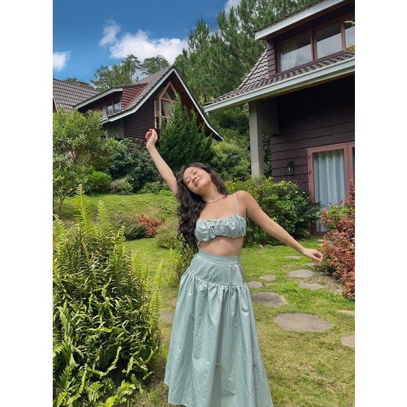 Set áo croptop 2 dây và chân váy maxi | KIRA SET - CLÉLIE