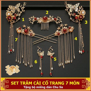 Set trâm cài cổ trang 7 món Tĩnh Vân Các (có sẵn)