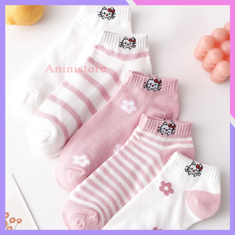 Tất cổ ngắn, vớ cổ ngắn nữ  Mivino vớ nữ Kitty hồng hàn quốc dễ thương (TP CN 029 – Aninistore)