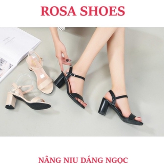 Giày gót vuông Giày Sandal Quai bản hở gót 7p Mys Rosa Shoes