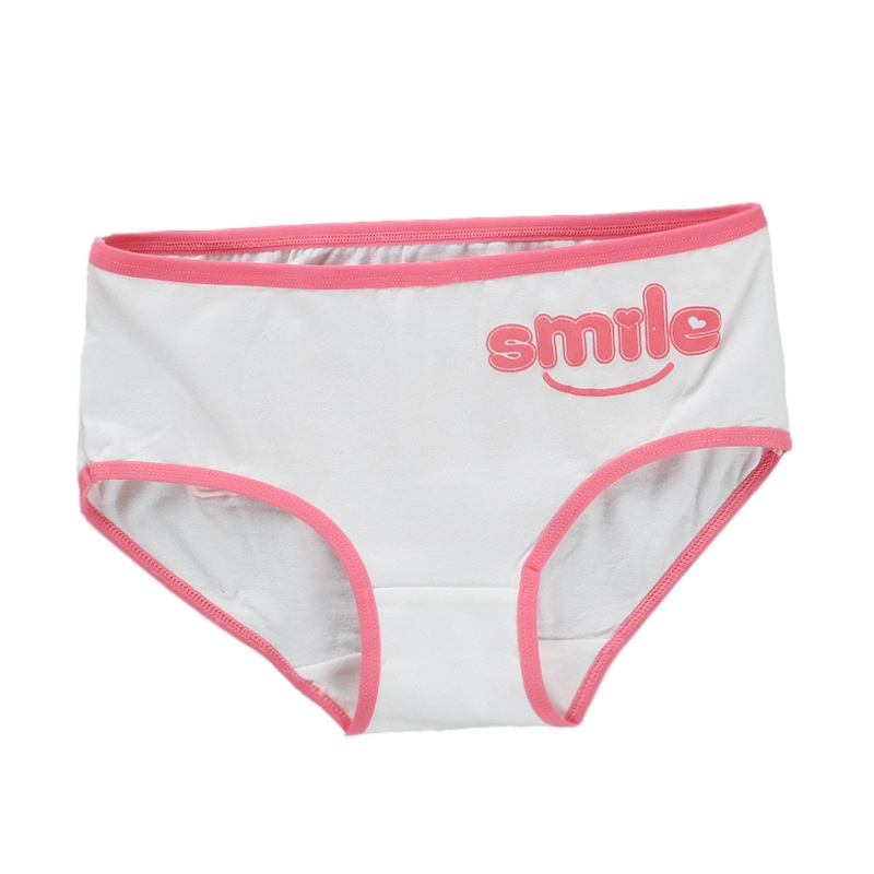Set 4 Quần Lót cotton Lưng Vừa Thoáng Khí In Chữ smile Dễ Thương Cho Học Sinh