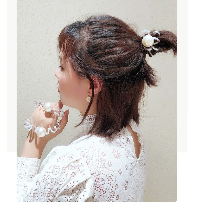 Buộc tóc đính hạt trắng, vòng đeo tay | BigBuy360 - bigbuy360.vn