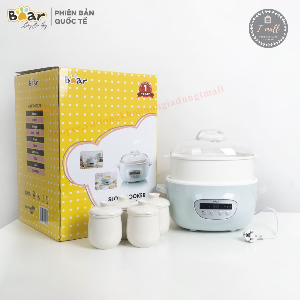 [BẢN QUỐC TẾ] Nồi nấu cháo chậm, nồi ninh hầm đa năng nấu cách thủy BEAR 1,6L BH 12 tháng chính hãng