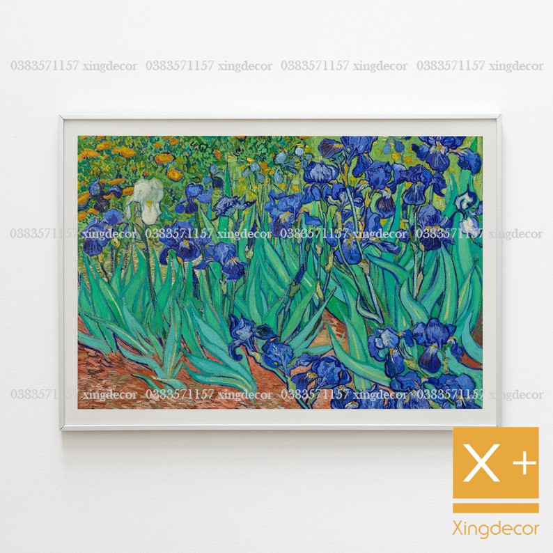 Tranh hoa diên vĩ của Van Gogh, tranh treo tường có đinh tặng kèm.