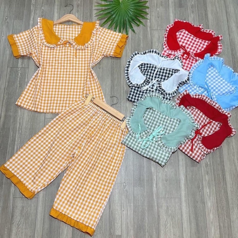 Bộ lửng kẻ caro phối bèo (43-60kg)