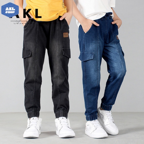 Quần jean bé trai size đại 25-45kg AKL, quần bò cho bé trai 5 đến 14 tuổi phong cách Hàn Quốc hàng Quảng Châu cao cấp