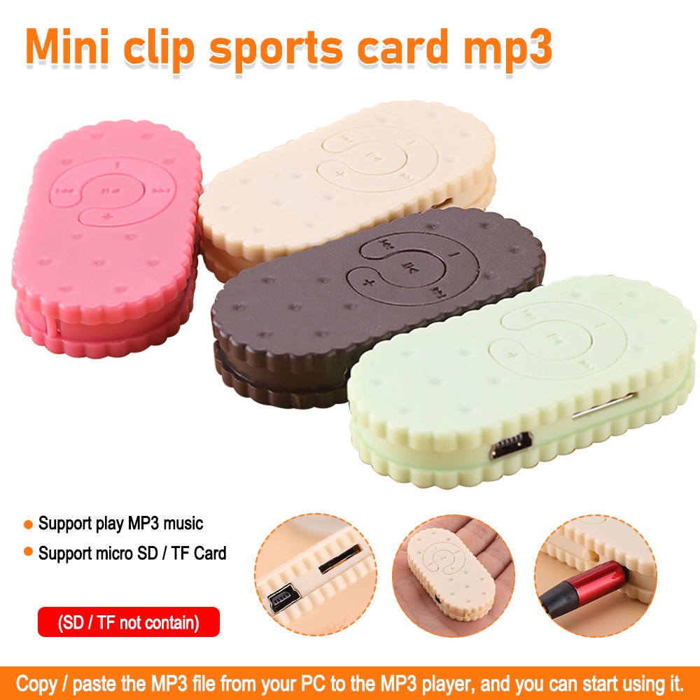 Máy nghe nhạc VIRWIR mini hình bánh Quy hỗ trợ thẻ nhớ micro TF 16GB