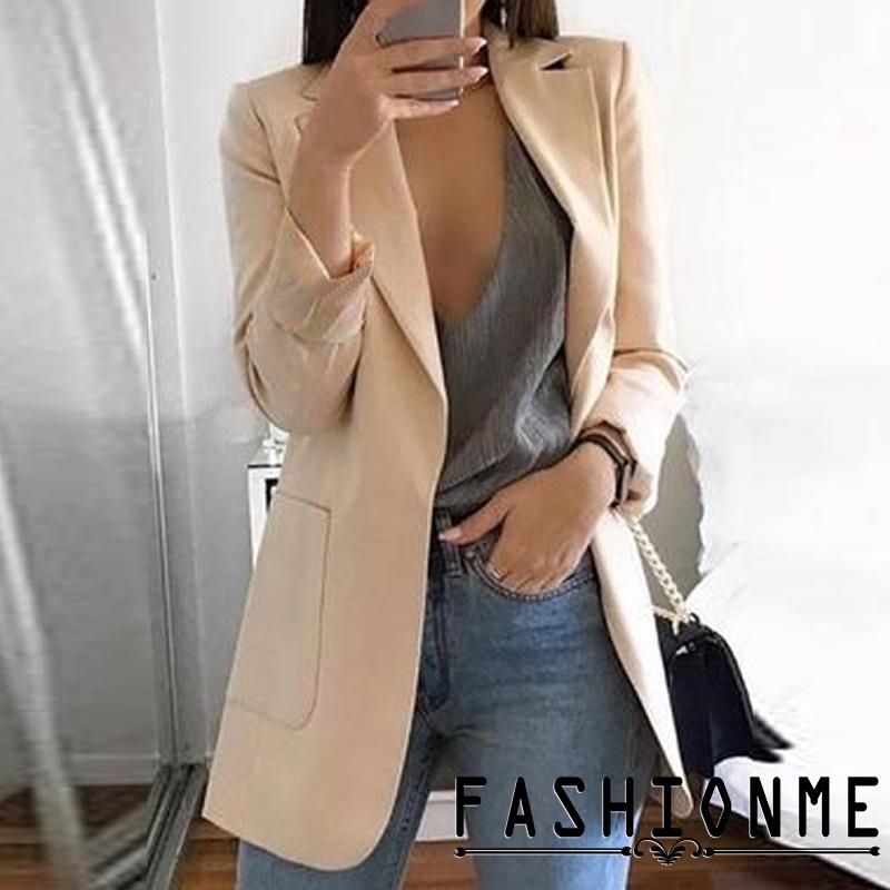 Áo khoác vest màu trơn thiết kế đơn giản thanh lịch cho nữ | BigBuy360 - bigbuy360.vn