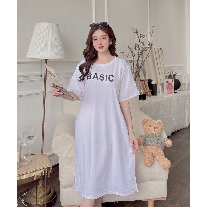 Đầm THUN THÁI form rộng-xẻ tà