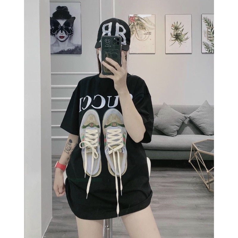 Áo Phông Phom Rộng Dấu Quần In Hình Đôi Giày Áo Thun Tay Lỡ Chất Vải Cotton - Titifa Shop