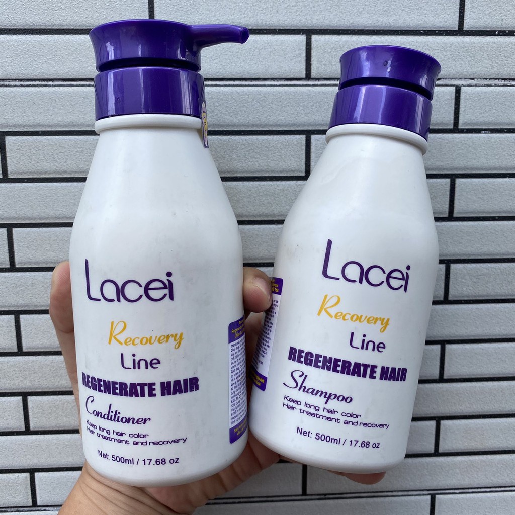 Cặp gội và xả Lacei Recovery Line phục hồi tóc hư tổn 500mlx2