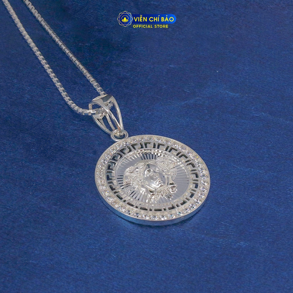 Mặt dây chuyền bạc nam versac tròn đính đá chất l;iệu bạc 925 thời trang phụ kiện trang sức Viễn Chí Bảo M300505