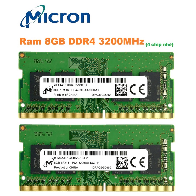 Ram Micron 8GB DDR4 3200MHz (1 mặt chíp) xử lý các dòng máy Laptop kén Ram không nhận đủ tốc độ