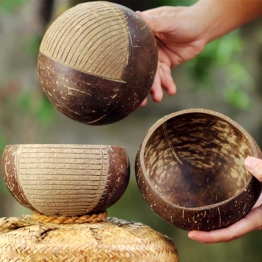 Chuẩn xuất khẩuTô Chén Bát gáo dừa hoa văn Apus Apus Pattern Coconut Bowl