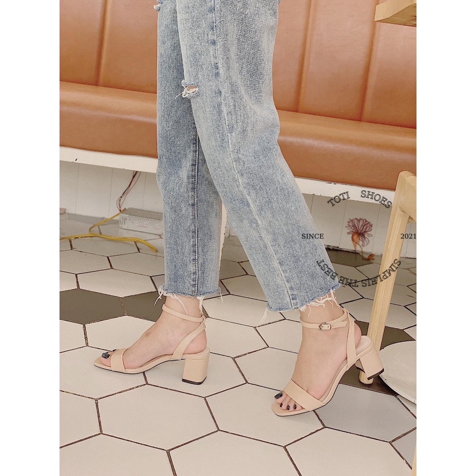 GIÀY CAO GÓT TOTIIE SHOES - SANDAL NỮ QUAI TRƠN MŨI VUÔNG - GIÀY THỜI TRANG ĐẾ VUÔNG 5 PHÂN G2204120