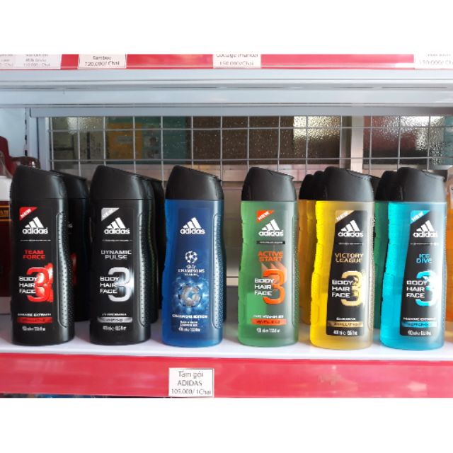 Gel tắm+ gội+ rửa mặt Adidas  3 in 1 Thái Lan