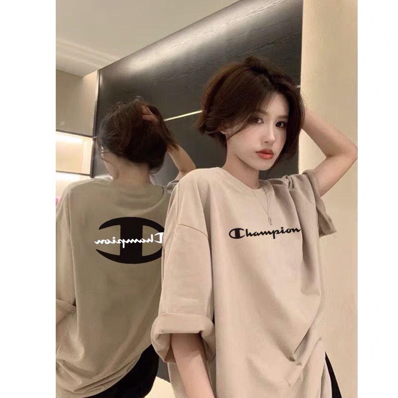 Áo phông Champion logo to, áo thun unisex, chất cotton thoáng mát, tay lỡ, form rộng, Dorystore