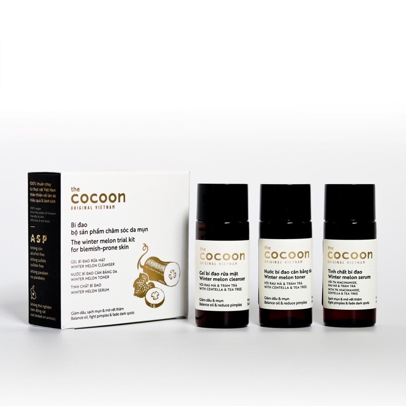 Bộ Dưỡng Chăm Sóc Da Mụn Chiết Xuất Bí Đao The Cocoon The Winter Melon Trial Kit