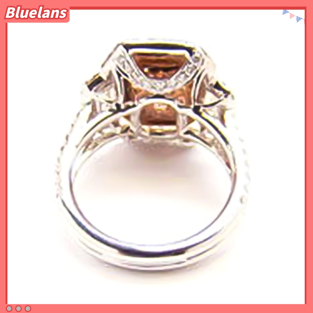 Nhẫn Đính Hôn Đính Đá Zircon Hình Vuông Đơn Giản 48h