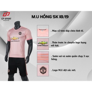 Bộ đồ đá banh MU hồng tay ngắn 18/19