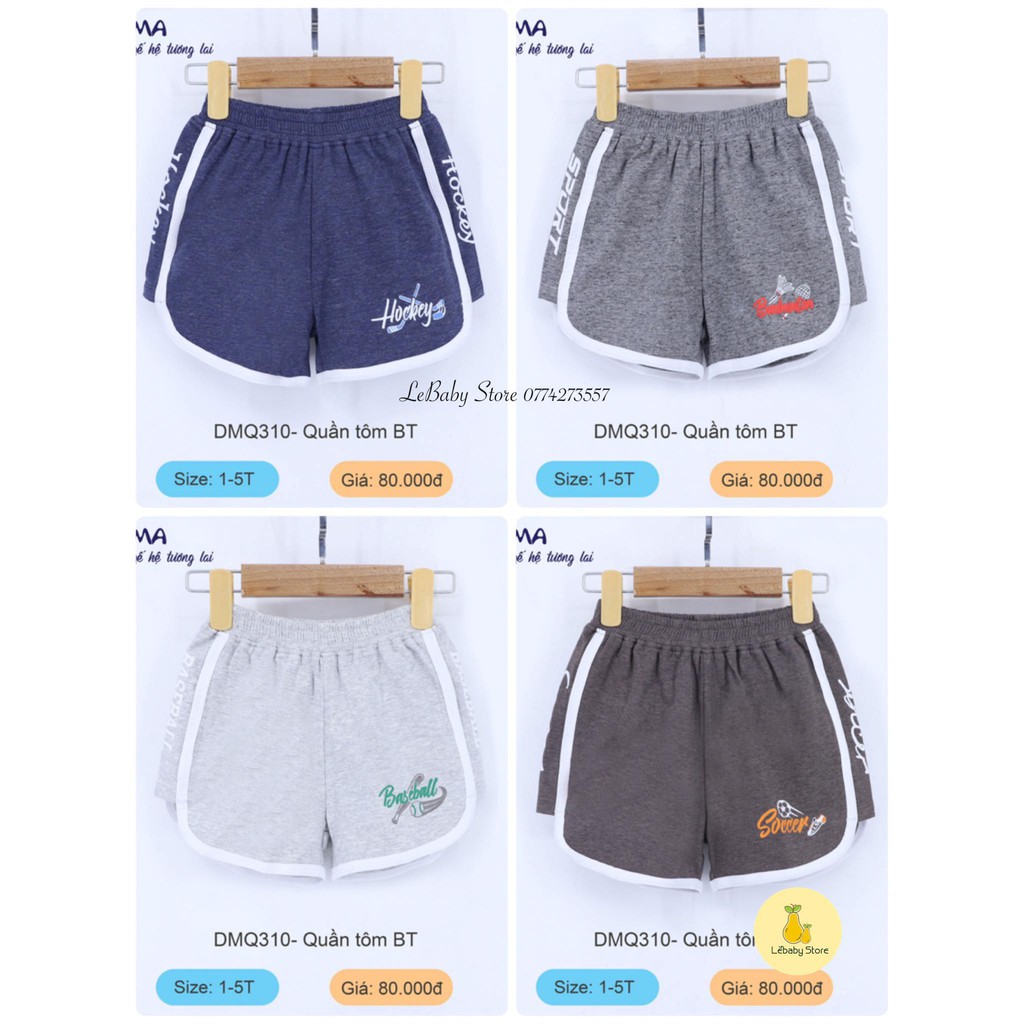 (1-5Y) Quần đùi/quần short dáng thể thao vải cotton cho bé