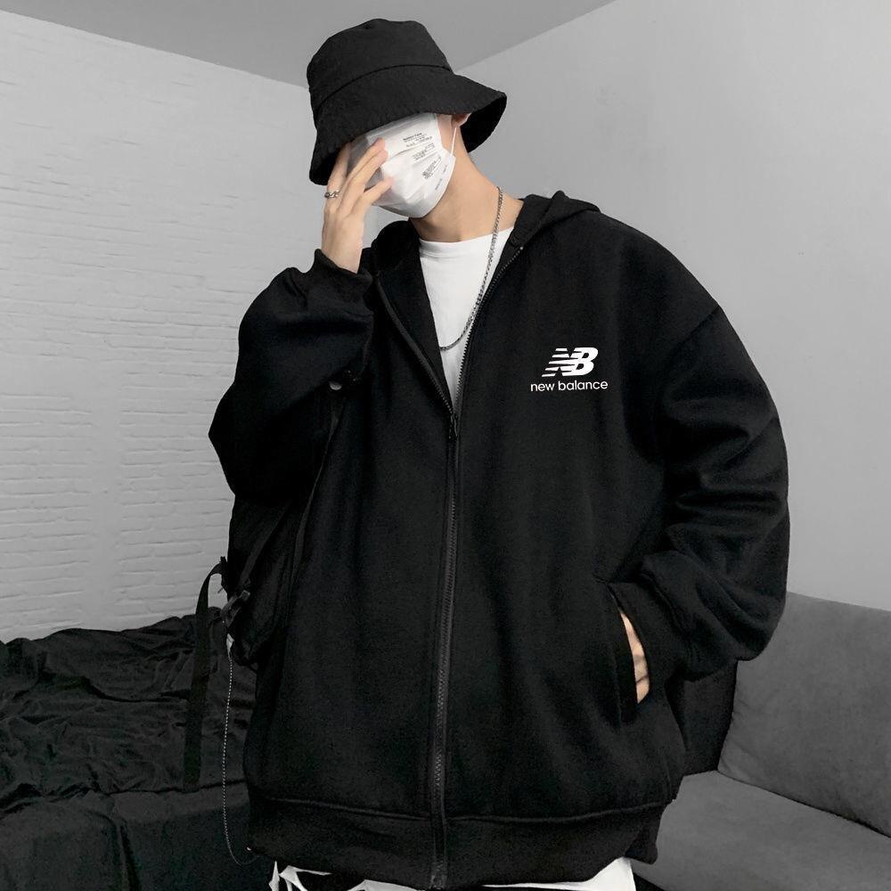 Áo khoác New Balance có mũ trùm dáng rộng màu trơn dễ phối đồ thời trang cho nam nữ