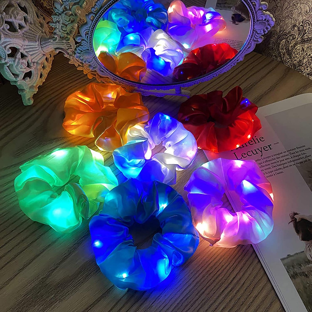 Dây Cột Tóc Co Giãn Đính Đèn LED Nhiều Màu Phong Cách Hàn Quốc Cho Nữ