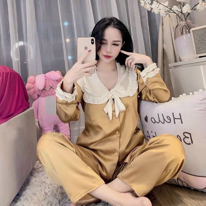 Bộ Lụa Pijama Tay Dài Tiểu Thư Cao Cấp 💖Freeship - Ảnh Thật💖 Đồ Ngủ Nữ Đẹp | BigBuy360 - bigbuy360.vn