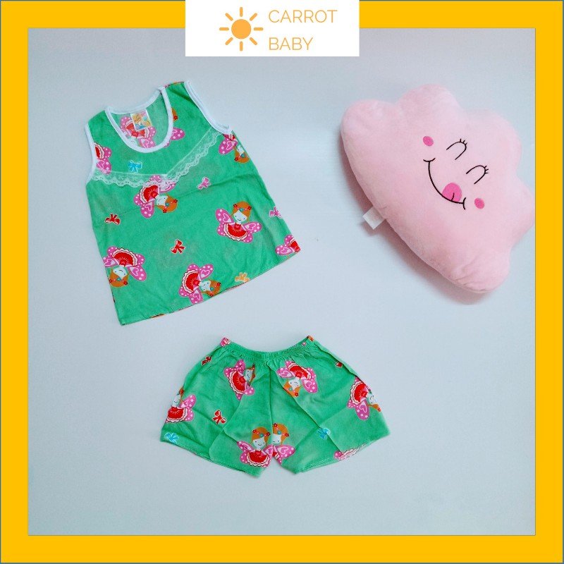 Quần áo trẻ em-đồ bộ bé gái tole tole lanh- kiểu áo sát nách (6kg-17kg)  CARROT BABY SHOP