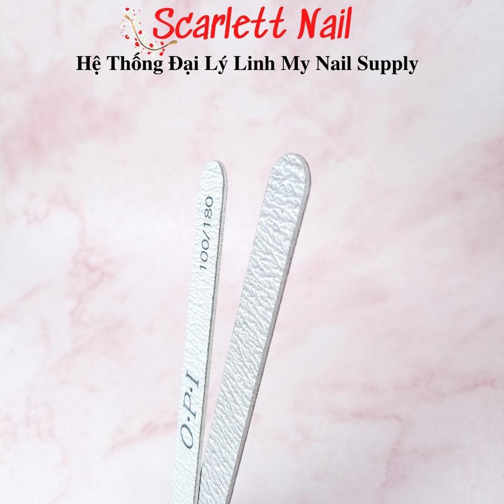 Dũa Móng Tay OPI - Loại Mỏng Xám Lõi Nhựa Cứng Cáp Độ Nhám 100/180