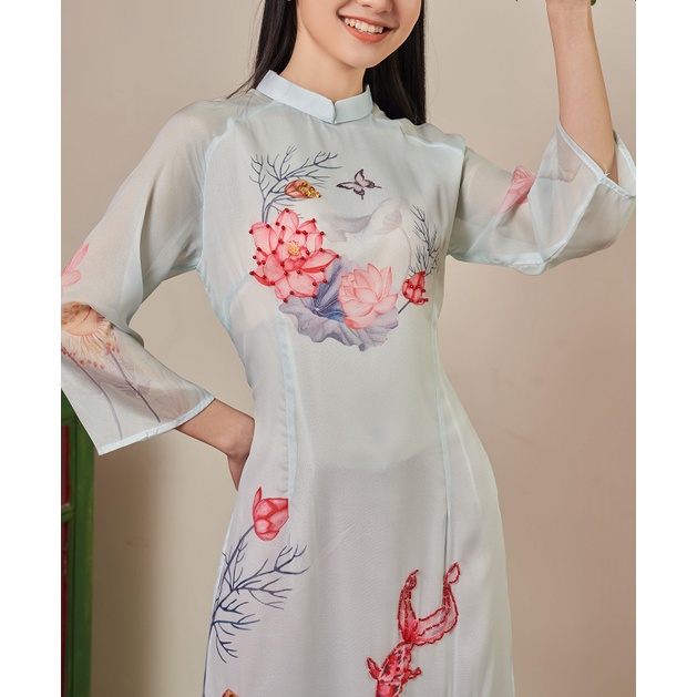 Áo dài nữ đẹp 🎀LINLEE🎀 Áo dài cách tân tơ kết nổi 4 tà đẹp hàng thiết kế cao cấp size s, m, l, xl từ 40kg tới 62 kg