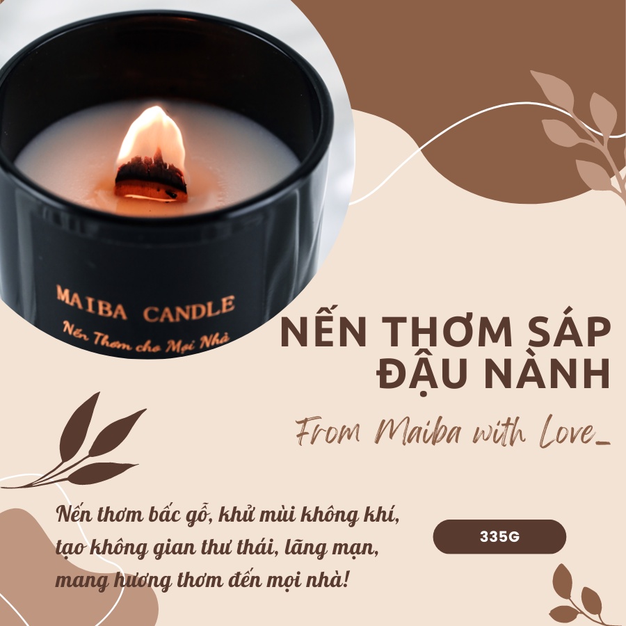 Nến thơm bấc gỗ MAIBA cao cấp, tinh dầu nước hoa sang trọng, dùng trang trí nhà cửa và làm quà tặng