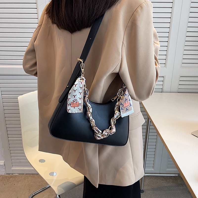 Túi xách IELGY bằng da phối khăn choàng lụa dễ phối đồ thời trang cho nữ