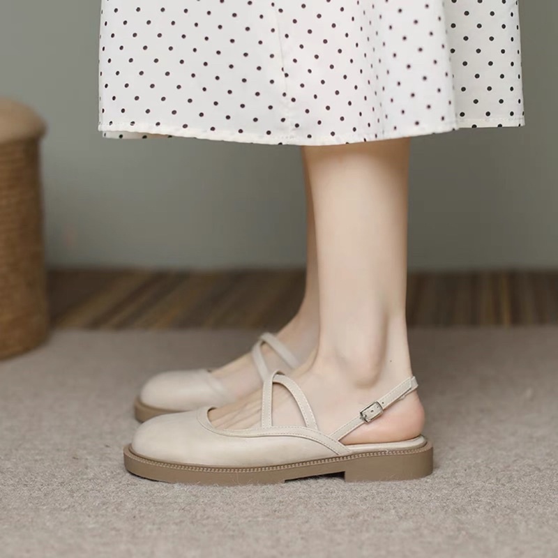 Giày búp bê nữ, Lolita đế cao 3 phân chất đẹp 2 quai chéo tôn chân dễ phối đồ