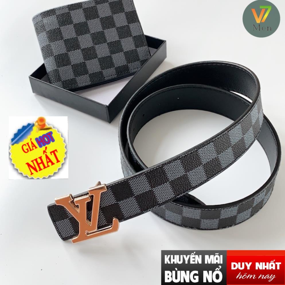 Thắt lưng nam LV, dây lưng nam cao cấp, mặt kim loại nguyên khối trẻ trung lịch lãm TLLV001 Tốt