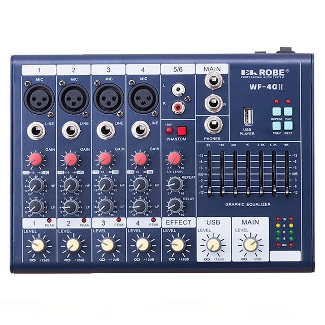 Mixer mini | Bộ trộn âm thanh chuyên nghiệp 6 kênh cho micro | EA ROBE WF-6G