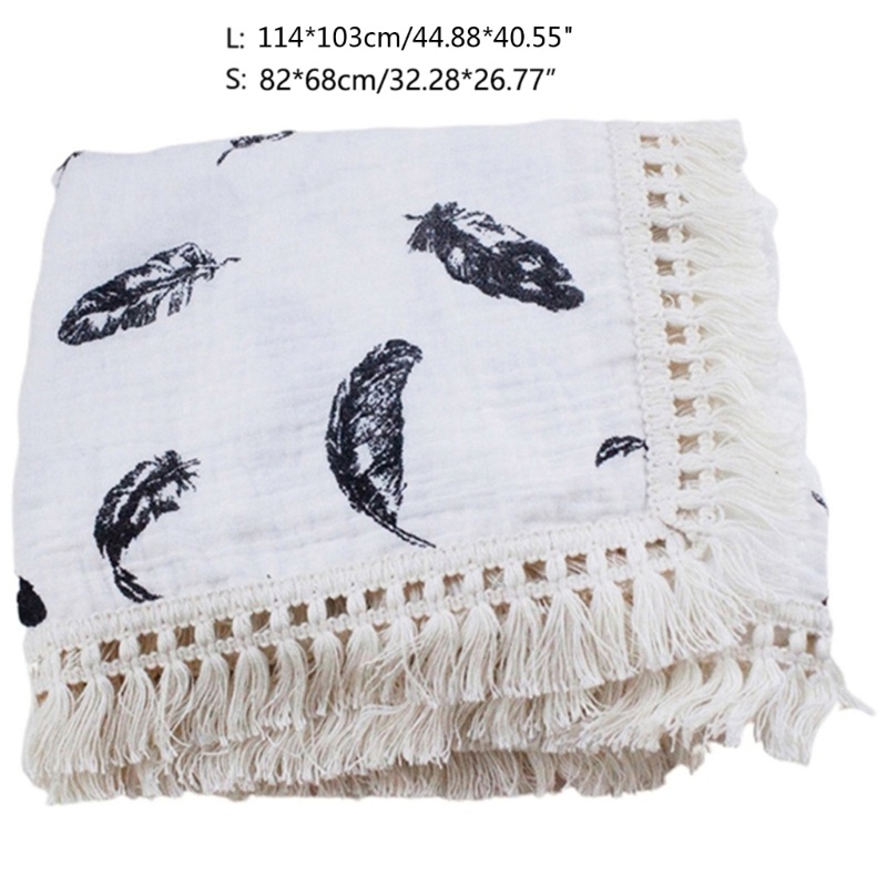 Chăn Quấn Em Bé Chất Liệu Cotton 2 Lớp Mềm Mại Phối Tua Rua Phong Cách Hồi Giáo