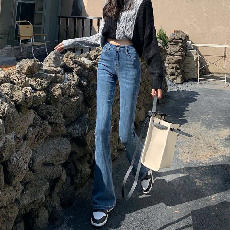 Quần Jean Đen Lưng Cao Dáng Ôm Thời Trang Xuân Thu 2022 Cho Nữ