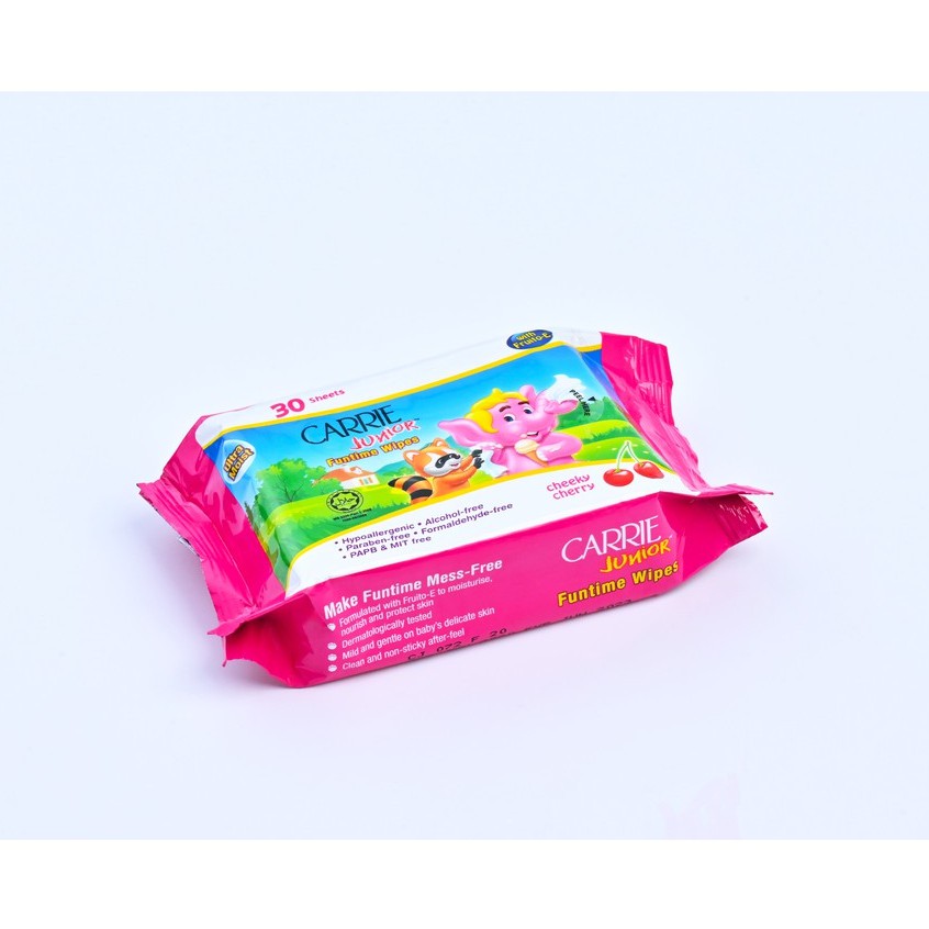 Combo 4 Gói Khăn Giấy Ướt Carrie Junior Funtime Cheeky Cherry 30 tờ/ gói