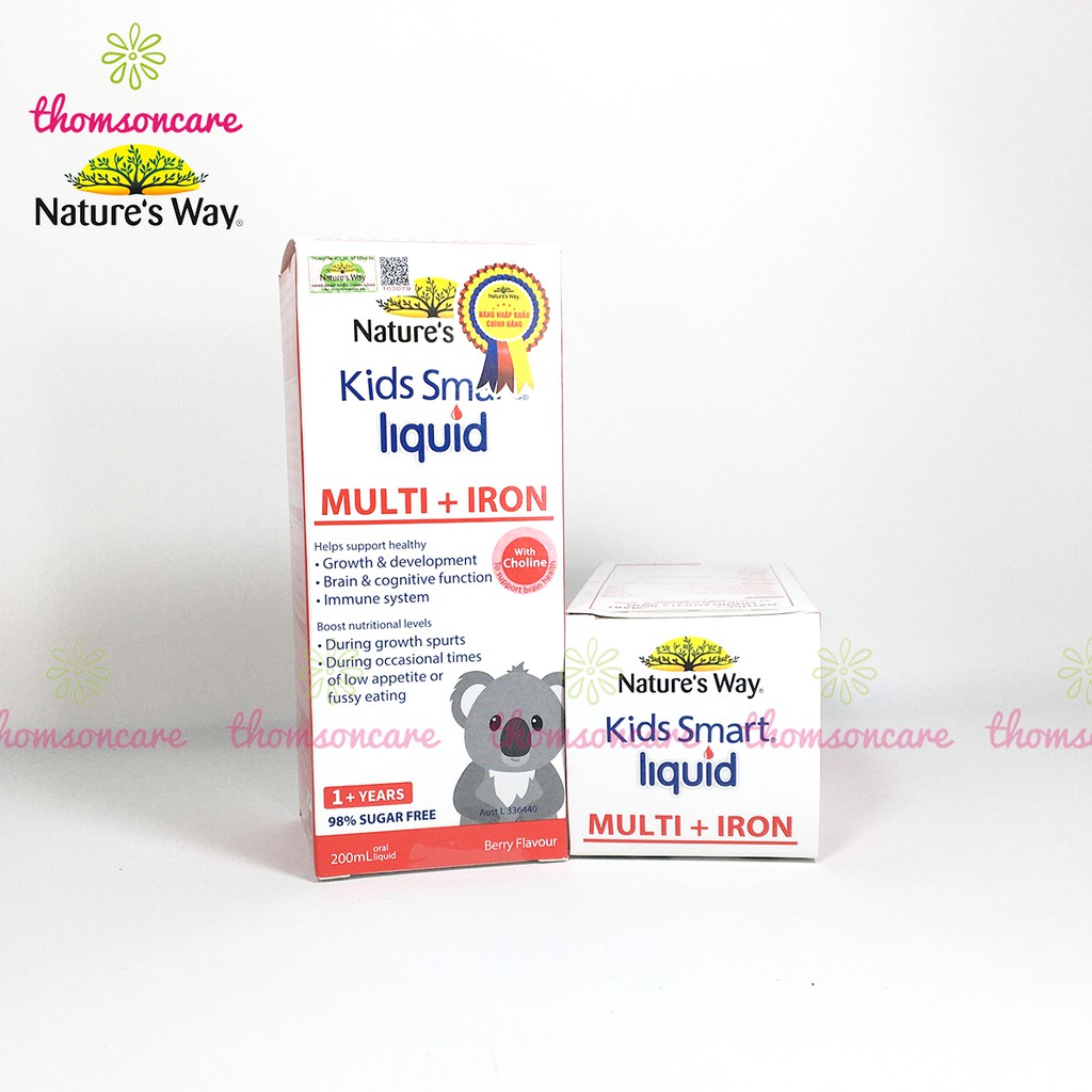 Siro bổ sung sắt cho bé từ Úc Nature Way Kids Smart Liquid Iron lọ 200ml, tăng miễn dịch, bổ máu, bé chảy máu cam