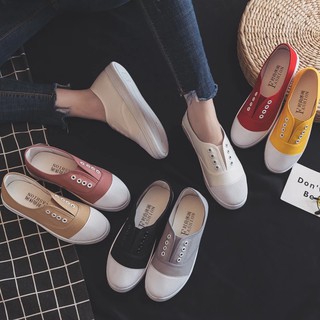 (Sẵn Kaki 36 Trắng 35) Giày thể thao lười không dây nhiều màu Ulzzang (ORDER)- có ảnh thật